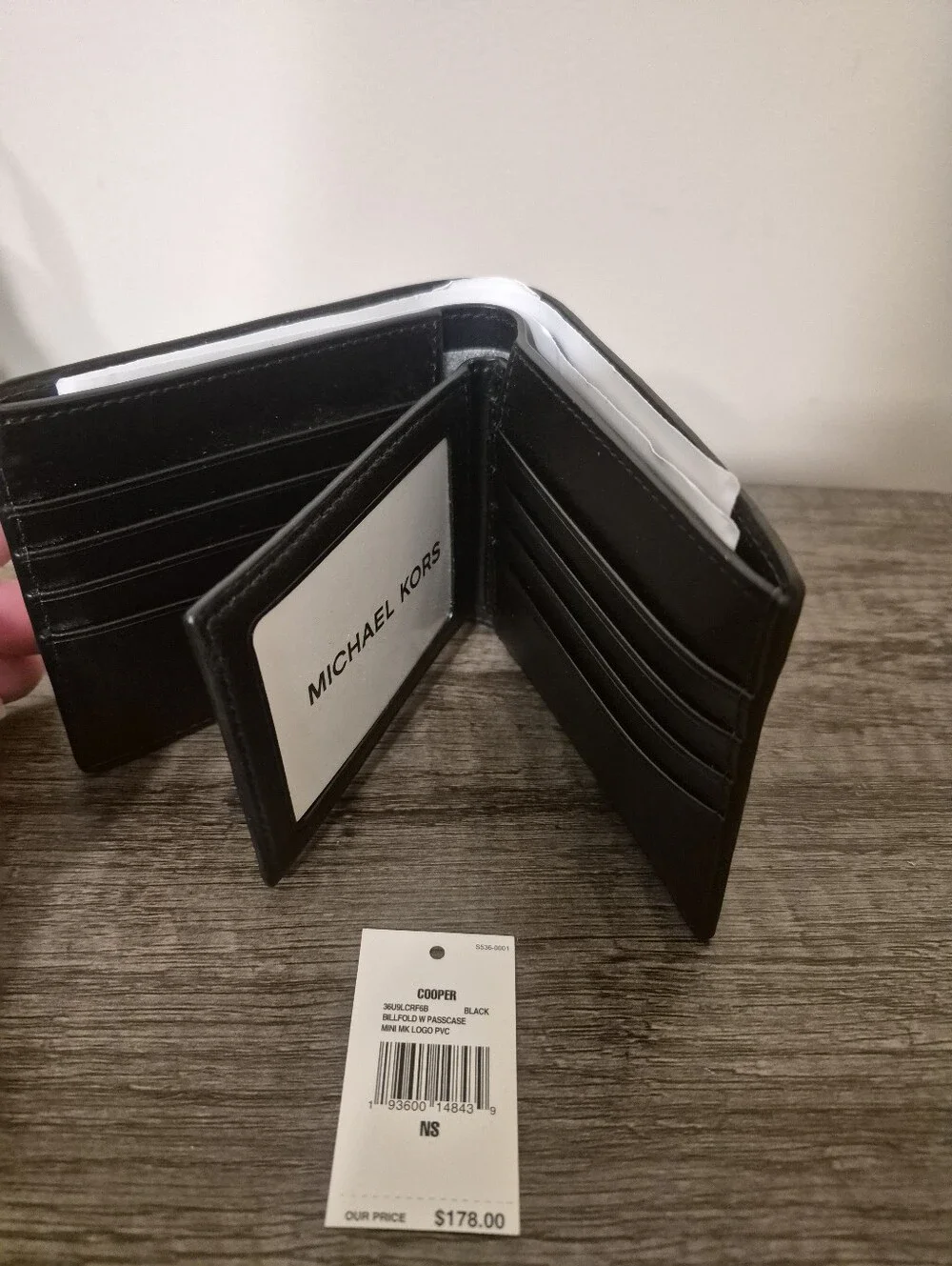 NWT Michael Kors Black MK Signature Bifold Wallet